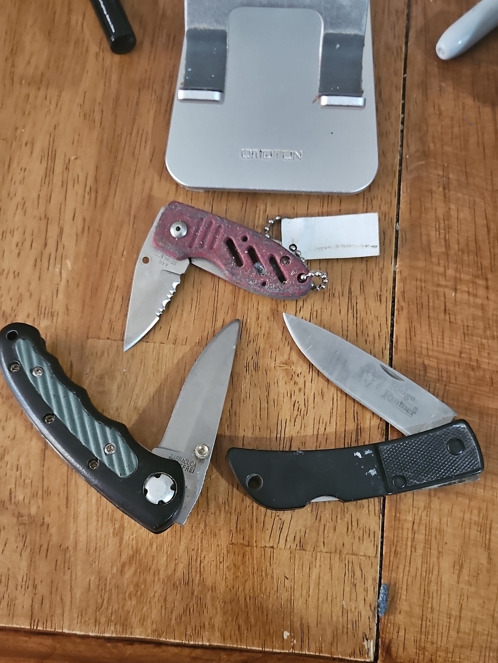 Men's Pocket Knife Set - Red, Black, Green Handles